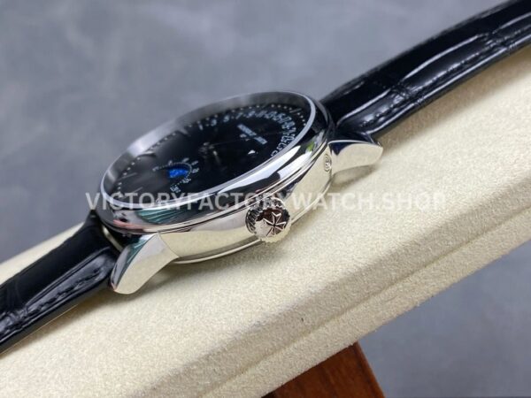 GR Factory Vacheron Constantin Moonphase Retrograde Date O (8) GR Factory Vacheron Constantin Moonphase Retrograde Date Overseas 41mm Steel Black Leather Strap Black Dial