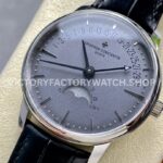 GR Factory Vacheron Constantin Moonphase Retrograde Date Ov (6) GR Factory Vacheron Constantin Moonphase Retrograde Date Overseas 41mm Steel Leather Strap Grey Dial