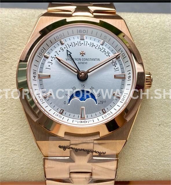 GR Factory Vacheron Constantin Moonphase Retrograde Date Overs GR Factory Vacheron Constantin Overseas moonphase retrograde date 41mm full rose gold silver dial replica watch