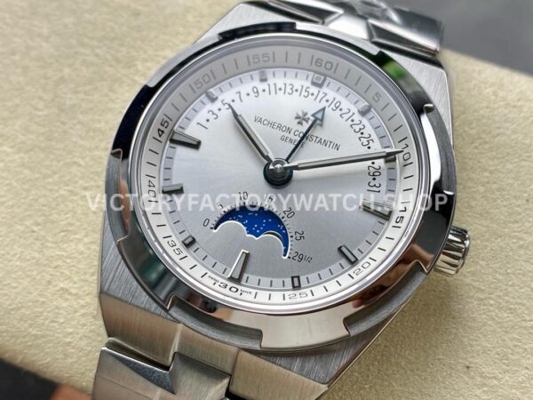 GR Factory Vacheron Constantin Moonphase Retrograde Date Overseas 41mm Full Steel Silver Dial