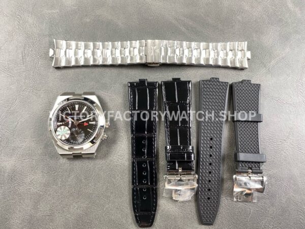 GR Factory Vacheron Constantin Overseas Dual Time 7900V-110A-B546 41mm Ste (4) GR Factory Vacheron Constantin Overseas Dual Time 7900V/110A-B546 41mm Steel Leather Strap Black Dial