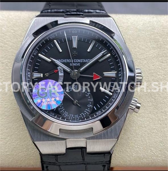 GR Factory Vacheron Constantin Overseas Dual Time 7900V-110A-B546 41mm Ste (8) GR Factory Vacheron Constantin Overseas Dual Time 7900V 110A B546 41mm steel leather strap black dial replica watch