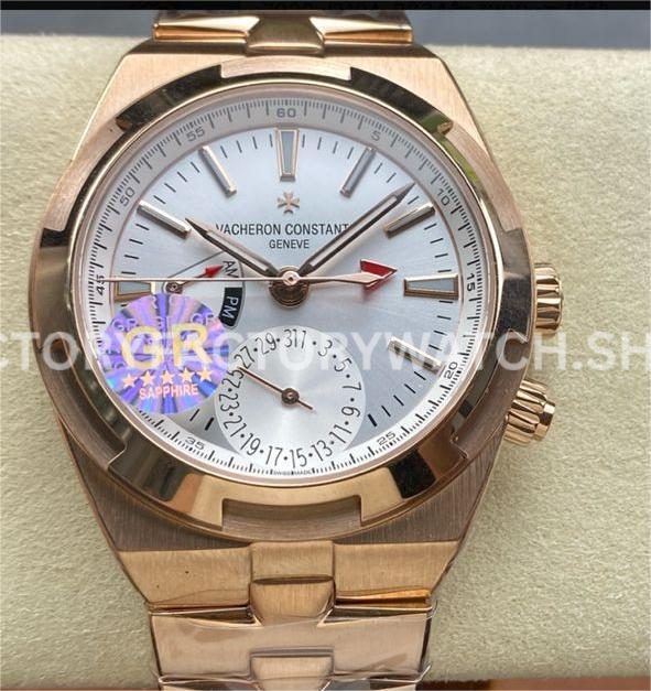 GR Factory Vacheron Constantin Overseas Dual Time 7900V 000R B336 41mm full rose gold silver dial replica watch