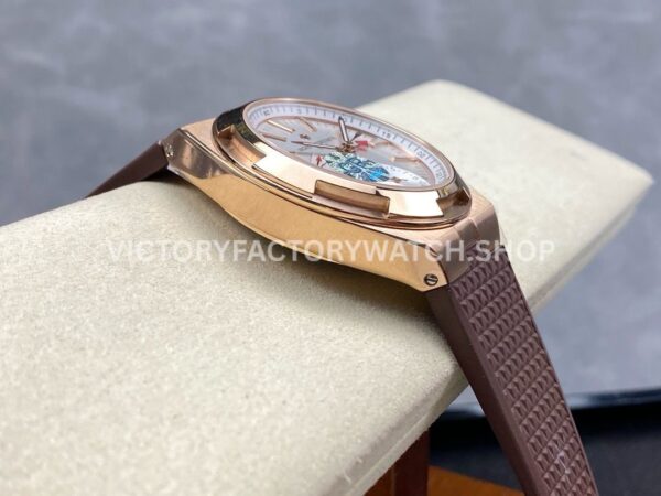 GR Factory Vacheron Constantin Overseas Dual Time 7900V000R-B336 41mm Rose Gold (1) GR Factory Vacheron Constantin Overseas Dual Time 7900V/000R-B336 41mm Rose Gold Brown Rubber Strap Silver Dial