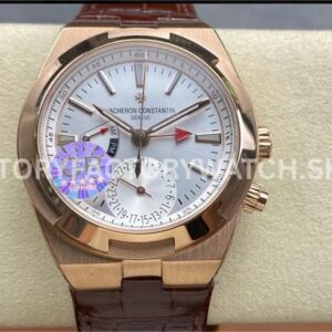 GR Factory Vacheron Constantin Overseas Dual Time 7900V000R-B336 41mm Rose Gold (1) GR Factory Vacheron Constantin Overseas Dual Time 7900V 000R B336 41mm rose gold leather strap silver dial replica watch