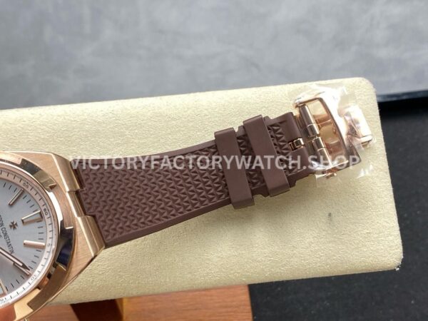 GR Factory Vacheron Constantin Overseas Dual Time 7900V000R-B336 41mm Rose Gold ( (3) GR Factory Vacheron Constantin Overseas Dual Time 7900V/000R-B336 41mm Rose Gold Brown Rubber Strap Silver Dial