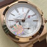 GR Factory Vacheron Constantin Overseas Dual Time 7900V000R-B336 41mm Rose Gold ( (4) GR Factory Vacheron Constantin Overseas Dual Time 7900V/000R-B336 41mm Rose Gold Brown Rubber Strap Silver Dial