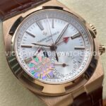 GR Factory Vacheron Constantin Overseas Dual Time 7900V/000R-B336 41mm Rose Gold Leather Strap Silver Dial