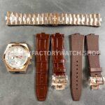 GR Factory Vacheron Constantin Overseas Dual Time 7900V/000R-B336 41mm Rose Gold Leather Strap Silver Dial