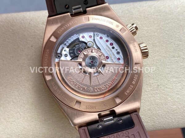 GR Factory Vacheron Constantin Overseas Dual Time 7900V000R-B336 41mm Rose Gold ( (8) GR Factory Vacheron Constantin Overseas Dual Time 7900V/000R-B336 41mm Rose Gold Brown Rubber Strap Silver Dial