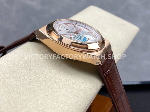 GR Factory Vacheron Constantin Overseas Dual Time 7900V/000R-B336 41mm Rose Gold Leather Strap Silver Dial