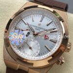 GR Factory Vacheron Constantin Overseas Dual Time 7900V000R-B336 41mm Rose Gold ( (9) GR Factory Vacheron Constantin Overseas Dual Time 7900V/000R-B336 41mm Rose Gold Brown Rubber Strap Silver Dial