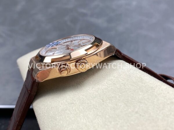 GR Factory Vacheron Constantin Overseas Dual Time 7900V/000R-B336 41mm Rose Gold Leather Strap Silver Dial
