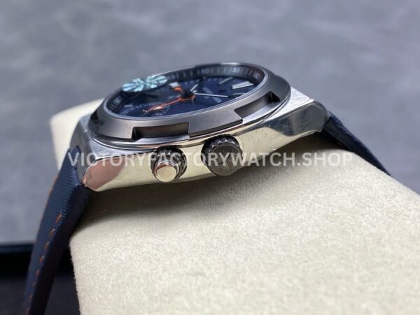 GR Factory Vacheron Constantin Overseas Dual Time 7910V000T-B922 41mm (7) GR Factory Vacheron Constantin Overseas Dual Time 7910V/000T-B922 41mm Titanium Canvas Strap Gray Blue Dial