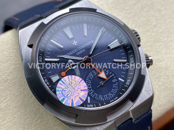 GR Factory Vacheron Constantin Overseas Dual Time 7910V000T-B922 41mm (8) GR Factory Vacheron Constantin Overseas Dual Time 7910V/000T-B922 41mm Titanium Canvas Strap Gray Blue Dial