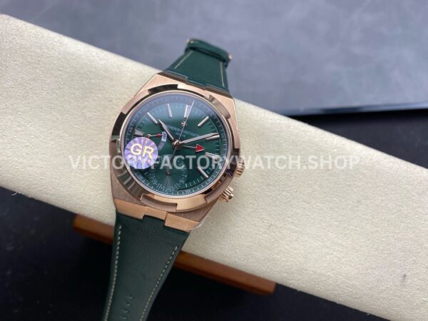 GR Factory Vacheron Constantin Overseas Dual Time 7920V/210R-B965 41mm Rose Gold Leather Strap Green Dial