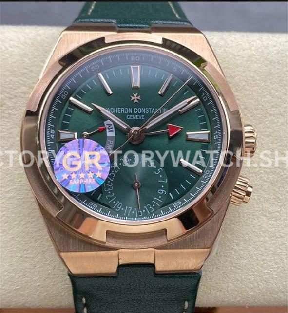 GR Factory Vacheron Constantin Overseas Dual Time 7920V 210R B965 41mm rose gold leather strap green dial replica watch