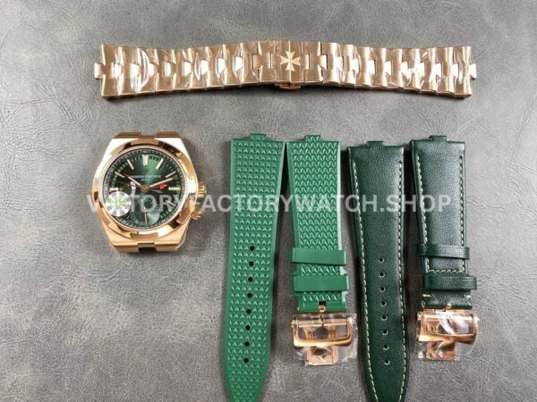 GR Factory Vacheron Constantin Overseas Dual Time 7920V/210R-B965 41mm Rose Gold Rubber Strap Green Dial