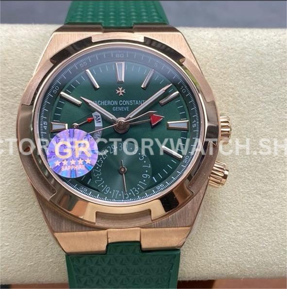 GR Factory Vacheron Constantin Overseas Dual Time 7920V 210R B965 41mm rose gold rubber strap green dial replica watch