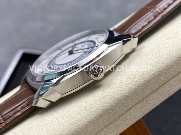 GR Factory Vacheron Constantin Quai de l'Ile 4500S000A-B195 41 (4) GR Factory Vacheron Constantin Quai de l'Ile 4500S/000A-B195 41mm Steel Brown Leather Strap Arabic Numerals Silver Dial
