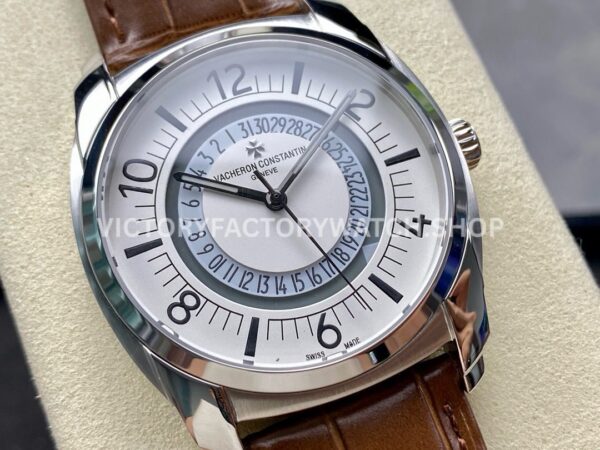 GR Factory Vacheron Constantin Quai de l'Ile 4500S000A-B195 41 (8) GR Factory Vacheron Constantin Quai de l'Ile 4500S/000A-B195 41mm Steel Brown Leather Strap Arabic Numerals Silver Dial