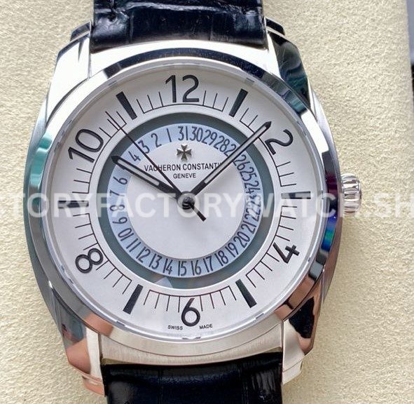 GR Factory Vacheron Constantin Quai de l'Ile 4500S000A-B195 41 (8) GR Factory Vacheron Constantin Quai de l’Ile 4500S 000A B195 41mm steel black leather strap Arabic numerals silver dial replica watch