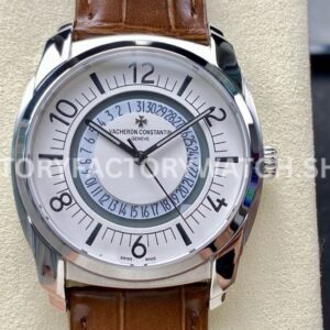 GR Factory Vacheron Constantin Quai de l'Ile 4500S000A-B195 41mm (1) GR Factory Vacheron Constantin Quai de l’Ile 4500S 000A B195 41mm steel brown leather strap Arabic numerals silver dial replica watch