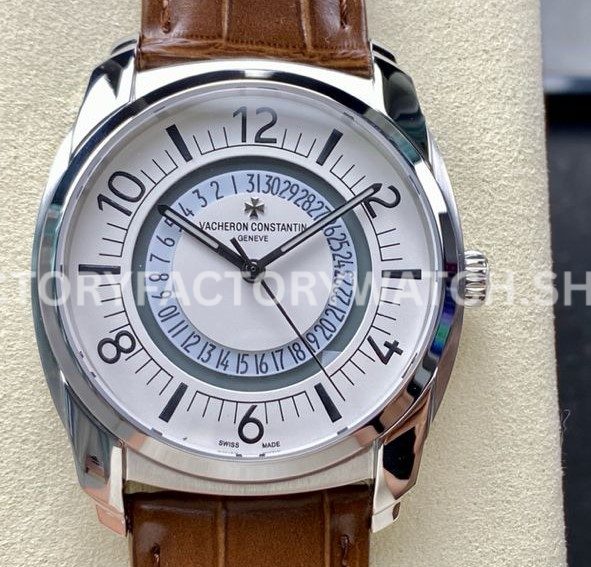 GR Factory Vacheron Constantin Quai de l'Ile 4500S000A-B195 41mm (1) GR Factory Vacheron Constantin Quai de l’Ile 4500S 000A B195 41mm steel brown leather strap Arabic numerals silver dial replica watch