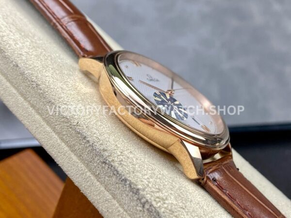 GT Factory Omega De Ville Co-Axial 434.53.40.20.02.001 40mm Rose Gold Leather (3) GT Factory Omega De Ville Co-Axial 434.53.40.20.02.001 40mm Rose Gold Leather Strap Rose Gold Point Roman Number Silver Pupil Dial