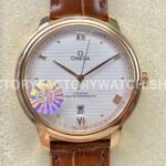 GT Factory Omega De Ville Co-Axial 434.53.40.20.02.001 40mm Rose Gold Leather (4) GT Factory Omega De Ville Co-Axial 434.53.40.20.02.001 40mm rose gold leather strap rose gold point Roman numeral silver pupil dial replica watch