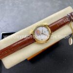 GT Factory Omega De Ville Co-Axial 434.53.40.20.02.002 40mm Yellow Gold Leather Strap Gold Point Roman Number Silver Pupil Dial