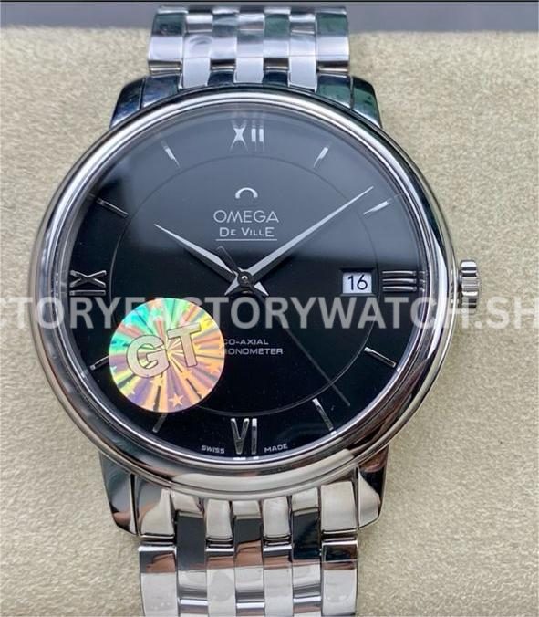 GT Factory Omega De Ville Prestige 424.10.40.20.01.001 39.5mm Full Steel Roman Number Black Dial (5) GT Factory Omega De Ville Prestige 424.10.40.20.01.001 39.5mm full steel Roman numeral black dial replica watch