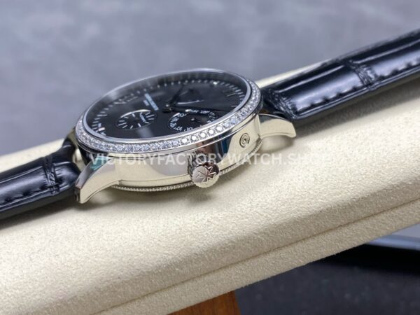 KM Factory Vacheron Constantin Patrimony 47200000G-9019 40mm White Gold Leather Strap Diamond Bezel Black ( KM Factory Vacheron Constantin Patrimony 47200/000G-9019 40mm White Gold Leather Strap Diamond Bezel Black Dial