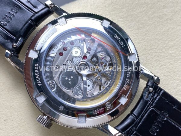 KM Factory Vacheron Constantin Patrimony 47200000G-9019 40mm White Gold Leather Strap Diamond Bezel Black (1) KM Factory Vacheron Constantin Patrimony 47200/000G-9019 40mm White Gold Leather Strap Diamond Bezel Black Dial