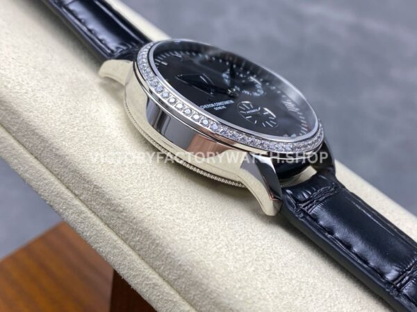 KM Factory Vacheron Constantin Patrimony 47200000G-9019 40mm White Gold Leather Strap Diamond Bezel Black ( (3) KM Factory Vacheron Constantin Patrimony 47200/000G-9019 40mm White Gold Leather Strap Diamond Bezel Black Dial