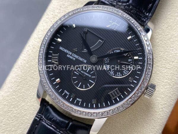 KM Factory Vacheron Constantin Patrimony 47200000G-9019 40mm White Gold Leather Strap Diamond Bezel Black ( (7) KM Factory Vacheron Constantin Patrimony 47200/000G-9019 40mm White Gold Leather Strap Diamond Bezel Black Dial