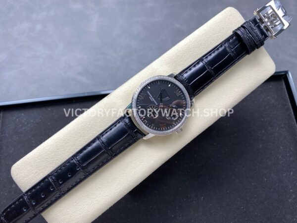 KM Factory Vacheron Constantin Patrimony 47200000G-9019 40mm White Gold Leather Strap Diamond Bezel Black ( (9) KM Factory Vacheron Constantin Patrimony 47200/000G-9019 40mm White Gold Leather Strap Diamond Bezel Black Dial