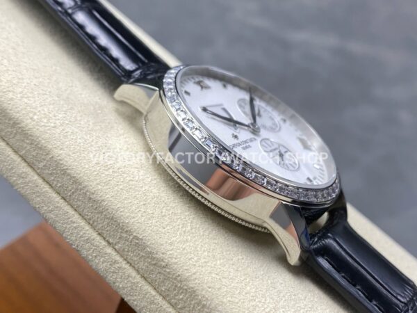 KM Factory Vacheron Constantin Patrimony 47200000G-9019 40mm White Gold Leather Strap Diamond Bezel White ( (5) KM Factory Vacheron Constantin Patrimony 47200/000G-9019 40mm White Gold Leather Strap Diamond Bezel White Dial