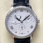 KM Factory Vacheron Constantin Patrimony 47200000G-9019 40mm White Gold Leather Strap Diamond Bezel White ( (6) KM Factory Vacheron Constantin Patrimony 47200 000G 9019 40mm white gold leather strap diamond bezel white dial replica watch