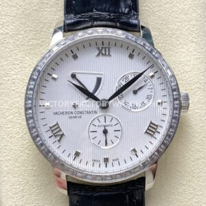 KM Factory Vacheron Constantin Patrimony 47200000G-9019 40mm White Gold Leather Strap Diamond Bezel White ( (6) KM Factory Vacheron Constantin Patrimony 47200 000G 9019 40mm white gold leather strap diamond bezel white dial replica watch