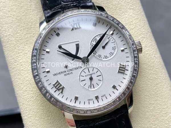 KM Factory Vacheron Constantin Patrimony 47200000G-9019 40mm White Gold Leather Strap Diamond Bezel White ( (8) KM Factory Vacheron Constantin Patrimony 47200/000G-9019 40mm White Gold Leather Strap Diamond Bezel White Dial