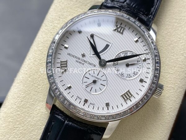 KM Factory Vacheron Constantin Patrimony 47200000G-9019 40mm White Gold Leather Strap Diamond Bezel White ( (9) KM Factory Vacheron Constantin Patrimony 47200/000G-9019 40mm White Gold Leather Strap Diamond Bezel White Dial
