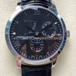 KM Factory Vacheron Constantin Patrimony 47200000G-9019 White Gold Black Dial (2) KM Factory Vacheron Constantin Patrimony 47200 000G 9019 40mm white gold leather strap black dial replica watch