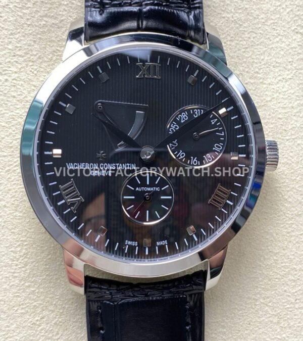 KM Factory Vacheron Constantin Patrimony 47200000G-9019 White Gold Black Dial (2) KM Factory Vacheron Constantin Patrimony 47200 000G 9019 40mm white gold leather strap black dial replica watch