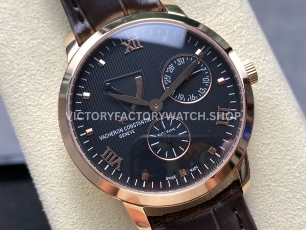 KM Factory Vacheron Constantin Patrimony 47200000J-9018 40mm Rose Gold Leather Strap Black Dial (2) KM Factory Vacheron Constantin Patrimony 47200000J-9018 40mm Rose Gold Leather Strap Black Dial