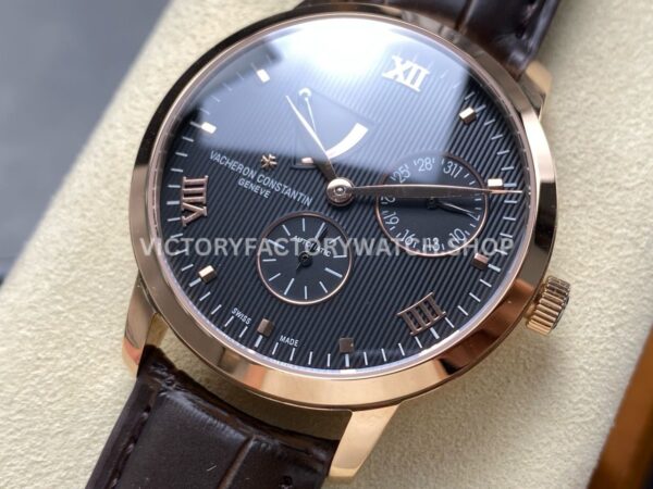 KM Factory Vacheron Constantin Patrimony 47200000J-9018 40mm Rose Gold Leather Strap Black Dial (3) KM Factory Vacheron Constantin Patrimony 47200000J-9018 40mm Rose Gold Leather Strap Black Dial