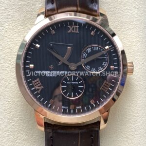 KM Factory Vacheron Constantin Patrimony 47200000J-9018 40mm Rose Gold Leather Strap Black Dial (8) KM Factory Vacheron Constantin Patrimony 47200 000J 9018 40mm rose gold leather strap black dial replica watch