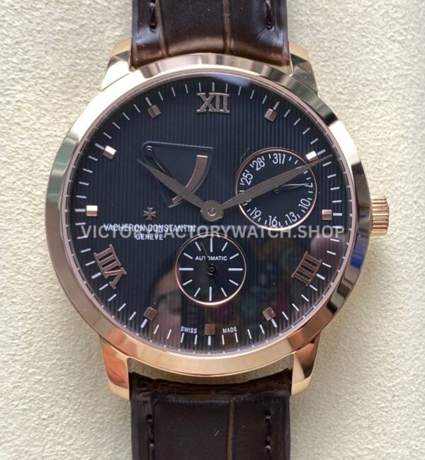 KM Factory Vacheron Constantin Patrimony 47200000J-9018 40mm Rose Gold Leather Strap Black Dial (8) KM Factory Vacheron Constantin Patrimony 47200 000J 9018 40mm rose gold leather strap black dial replica watch