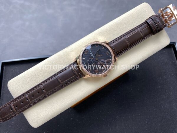 KM Factory Vacheron Constantin Patrimony 47200000J-9018 40mm Rose Gold Leather Strap Diamond Bezel Black Di (1) KM Factory Vacheron Constantin Patrimony 47200000J-9018 40mm Rose Gold Leather Strap Diamond Bezel Black Dial