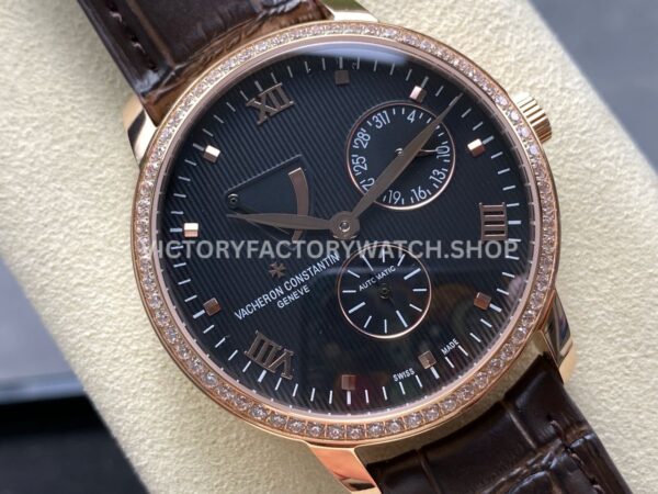 KM Factory Vacheron Constantin Patrimony 47200000J-9018 40mm Rose Gold Leather Strap Diamond Bezel Black Di ( (6) KM Factory Vacheron Constantin Patrimony 47200000J-9018 40mm Rose Gold Leather Strap Diamond Bezel Black Dial